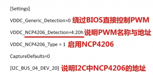 对使用安森美NCP4206 PWM芯片的显卡进行破解时的命令含义